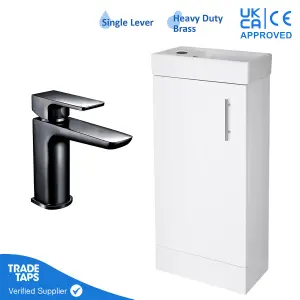 400mm Freestanding Bathroom Vanity Unit with Basin & Black Tap