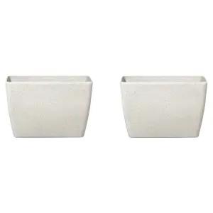 Set of 2 Flower Pot Stone Beige 60 x 27 x 41 cm BARIS