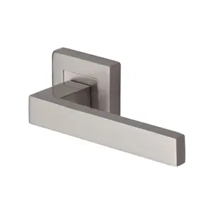 Heritage Door Handle Lever Latch on Square Rose Delta Sq Design (Set of 2) Satin Nickel