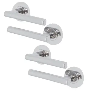 Polished Chrome Round Handle Lever On Rose Pack of 2