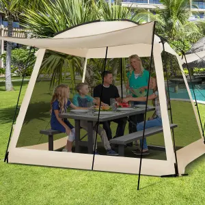 Costway 3 x 3 M Portable Camping Canopy Tent Screen Shelter Gazebo W/ Zippered Door