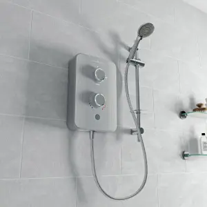 Gainsborough Slim Duo Satin Titanium Grey Electric Shower, 8.5W