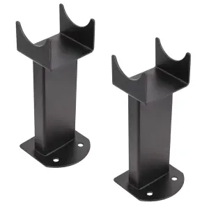 Right Radiators Pair of Black Floor Mounting Feet for Oval Column Designer Radiator