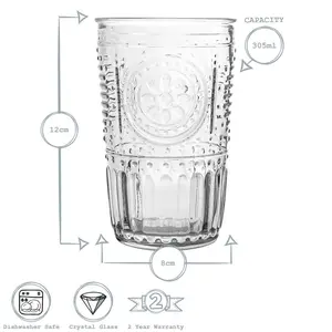 Romantic Highball Glasses - 475ml Pink / 340ml / 12