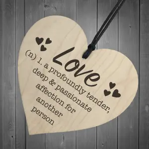 Red Ocean Love Definition Wooden Hanging Heart Plaque