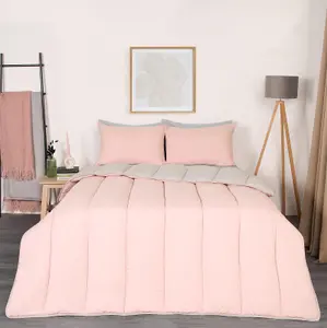 Coverless 10.5 Tog Duvet & Pillowcase, Blush/Grey - Double