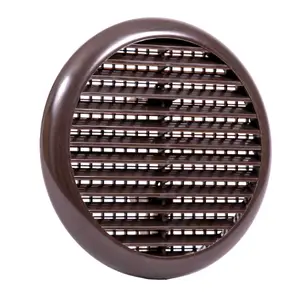 Round Louvre Air Vent Cover - For Pipe & Tubes Openings 80-152mm, Flyscreen Included, Bathroom Shed Garage, Brown