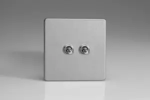 Varilight 2-Gang 10A 1 Or 2 Way Toggle Switch In Brushed Steel