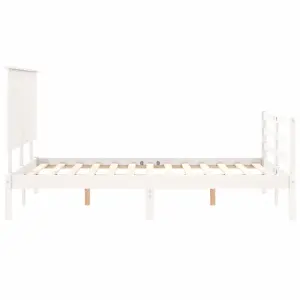 Berkfield Bed Frame with Headboard White 140x200 cm Solid Wood