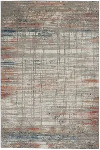 Grey Multi Rustic Textures Luxurious Modern Abstract Bedroom & Living Room Rug -66 X 230cm (Runner)