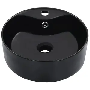 Berkfield Wash Basin with Overflow 36x13 cm Ceramic Black