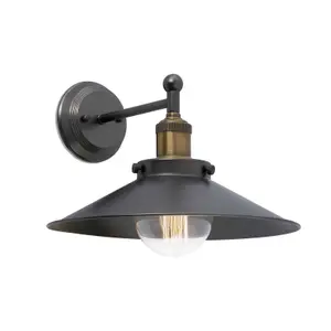 Luminosa Marlin 1 Light Indoor Dome Wall Light Black, Gold, E27