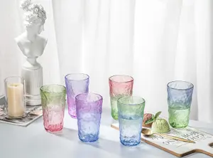 simpa 360ml Glacier Gradient Colour Highball Drinking Glasses, Set of 6