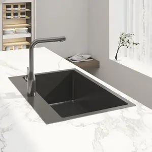 Stainless Steel Inset Single Bowl Kitchen Sink - Gun Metal - 68 x 45 x 21cm