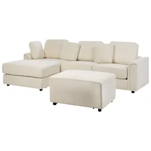 Right-Hand Corner Sofa with Ottoman KOHLO Light Beige Fabric Right Hand