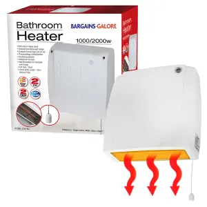 2000w Bathroom Kitchen Fan Heater - Electric Down Flow Downflow Wall Mounted 2kw Over Heat Protection Energy Saving Indoor Winter