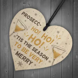 Red Ocean Funny Christmas Gift Gift Wooden Heart Prosecco Sign Gift