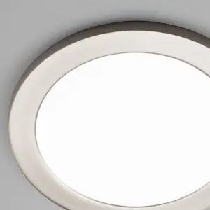 Litecraft Darly Satin Nickel 1 Lamp Modern Bathroom 18W LED Flush Ceiling Light