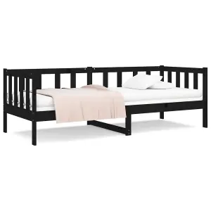 Berkfield Day Bed Black 90x190 cm Solid Wood Pine