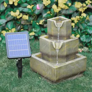 Three-layer Solar Rockery Waterscape Garden Decoration with LED Lights