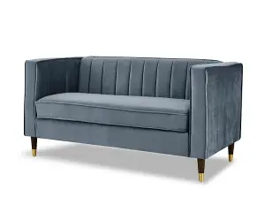 Thomas Velvet Fabric 2 Seater Sofa, Grey