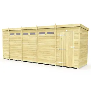 19 x 4 Feet Pent Security Shed - Single Door - Wood - L118 x W560 x H201 cm