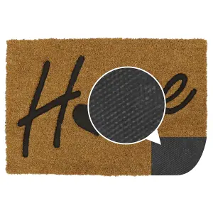 JVL Rubber Embossed PVC Backed Coir Doormat, 40x60cm, Home