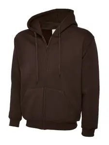 Uneek - Unisex Adults Classic Full Zip Hooded Sweatshirt/Jumper - 50% Polyester 50% Cotton - Brown - Size 2XL