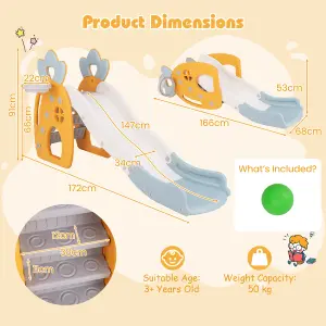 COSTWAY Freestanding Kids Slide Indoor Foldable Kids Slide with Climber