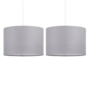 First Choice Lighting Set of 2 Dark Grey 25cm Ceiling Light Shades