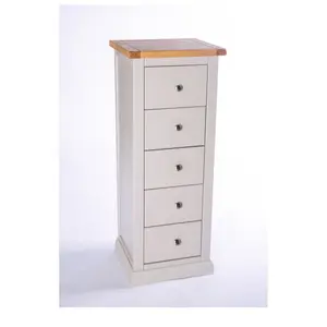 Loreo 5 Drawer Narrow Chest of Drawers Chrome Knob