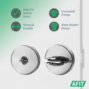 AFIT Round Bathroom Thumbturn & Release Set - Polished Chrome Universal Silver Door Turn and Release Lock for Bathroom Toilet