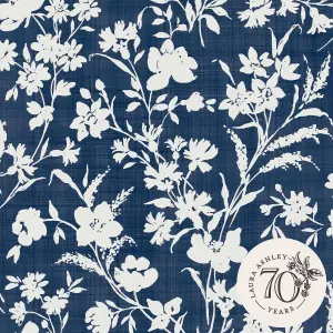 Laura Ashley Rye Blue Floral Smooth Wallpaper