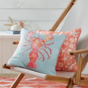 Lobster Outdoor/Indoor Water & UV Resistant Filled Cushion