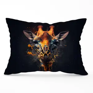 Golden Giraffe Face Splashart Cushions 33cm x 48cm