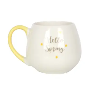 Something Different Hello Spring Round Ceramic Mug White/Yellow (One Size)