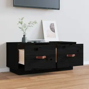 Berkfield TV Cabinet Black 80x34x35 cm Solid Wood Pine