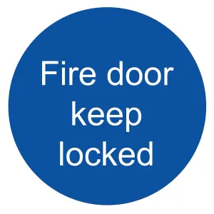 Fire door keep locked PVC Safety sign, (H)100mm (W)100mm