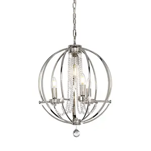 Elstead Cassie 4 Light Chandelier Polished Nickel