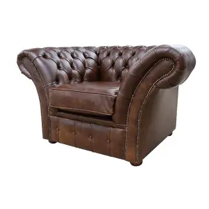 Chesterfield Club Chair New England Texas Brown Leather In Balmoral Style