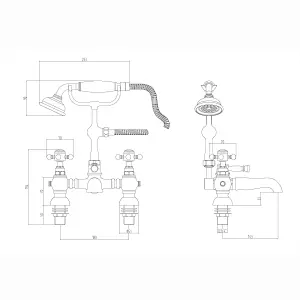 ENKI Camberley Antique Brass Brass Bathroom Mixer Tap Pack BBT0142