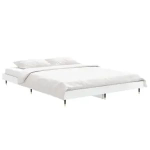 Berkfield Bed Frame High Gloss White 135x190 cm 4FT6 Double Engineered Wood