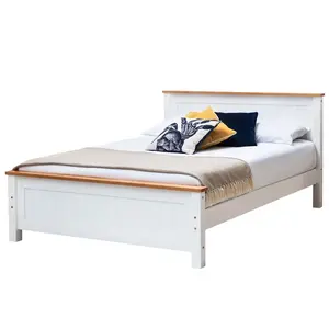 Aubrey Solid Wood Low Profile Bed Frame with Mattress White / 19cm King Memory Foam / Kingsize (5')