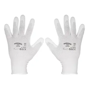 Worksafe White Precision Grip Gloves Diamond Effect Large Size Pair SSP50L