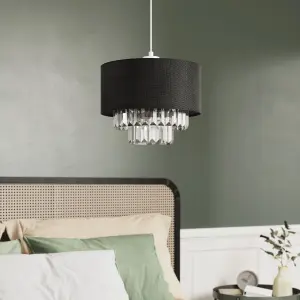 GoodHome Crowle Black & clear Round Lamp shade (D)30cm