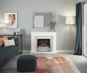 Be Modern Alena White Inset Electric Fire suite