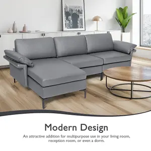 Costway Modern 3-Seater Sofa Couch Sofa Furniture L-Shaped Modular Sofa Set