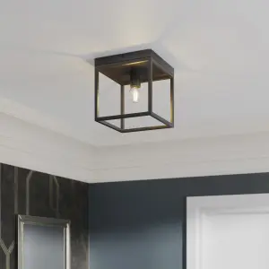 GoodHome Industrial Matt Metal Bronze effect LED Ceiling light