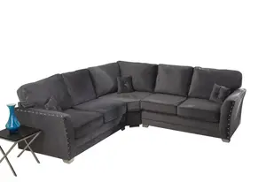 Elland Chenille Grey Corner Sofa Full Back 2c2