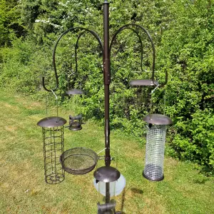 Metal Complete Bird Feeding Station with 5 Feeders